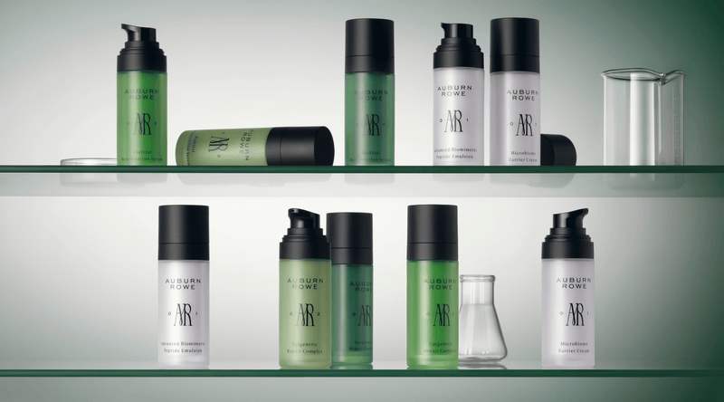 white and green bottles of AUBURN ROWE products
