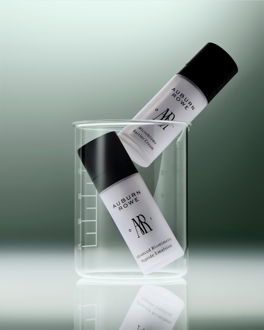 Auburn Rowe Advanced Biomimetic Peptide Emulsion and Microbiome Barrier Cream bottles