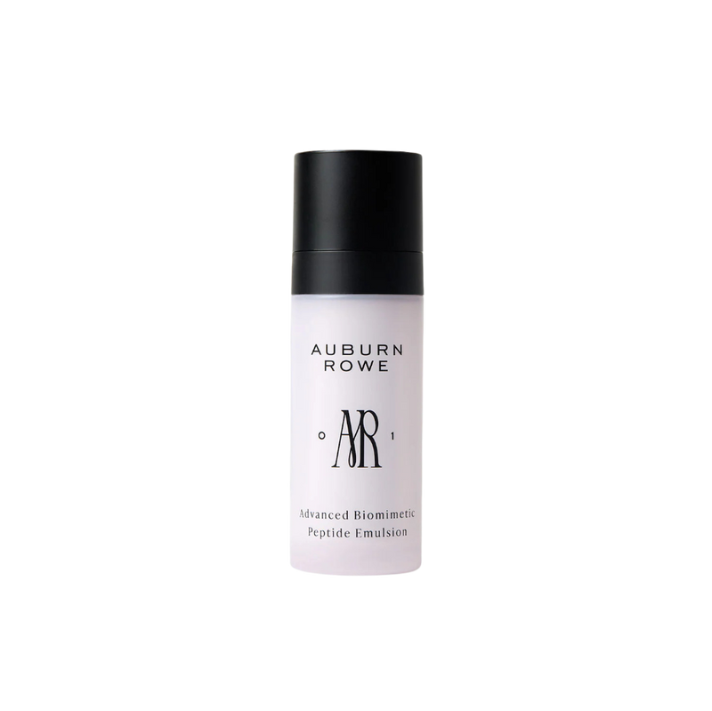 Auburn Rowe skincare emulsion bottle on a white background