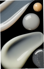 Close-up of various smooth, polished stones on a black background
