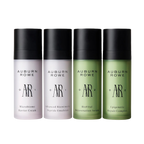 Four bottles of Auburn Rowe skincare products on a white background